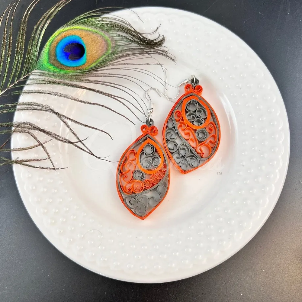 Designer Medium Marquee Quilling Earrings