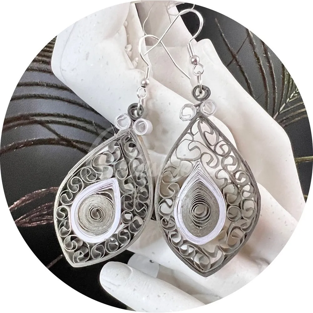 Designer Medium Marquee Quilling Earrings