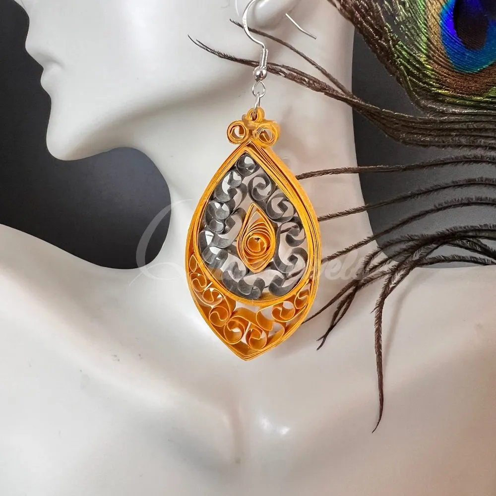 Designer Medium Marquee Quilling Earrings