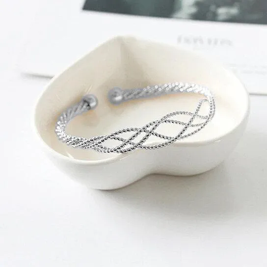 Diamond Cut Filigree Braided Cuff Bangle