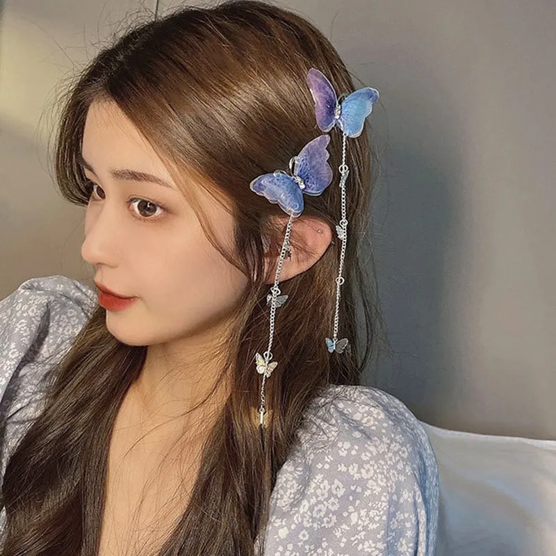 Elegant Fairy Butterfly Tassel Hair Clip