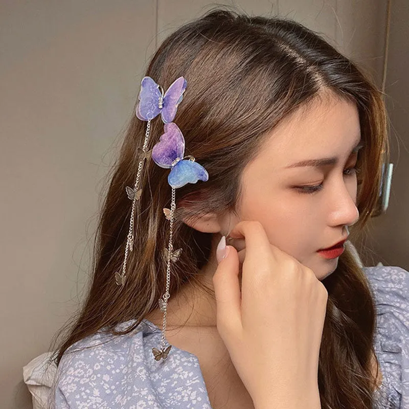 Elegant Fairy Butterfly Tassel Hair Clip