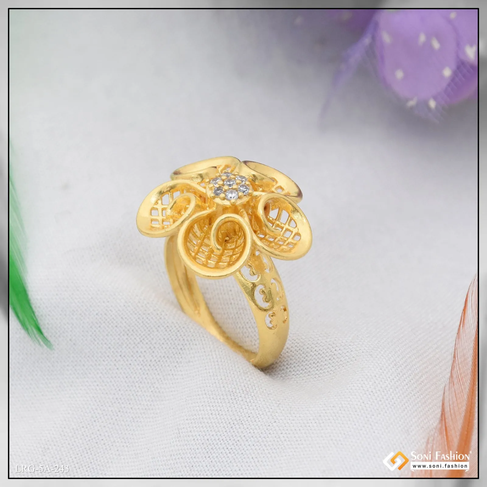 Eye-Catching Design Gold Plated Ring for Ladies - Style A243