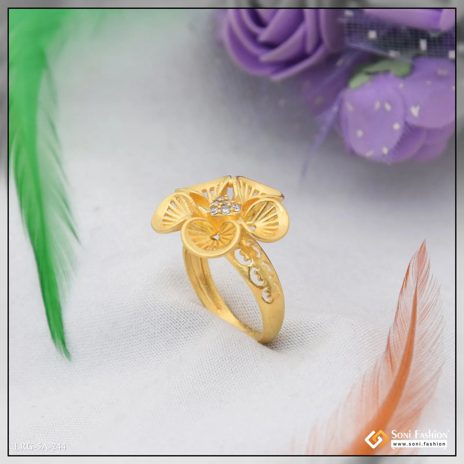 Eye-Catching Design Gold Plated Ring for Ladies - Style A244