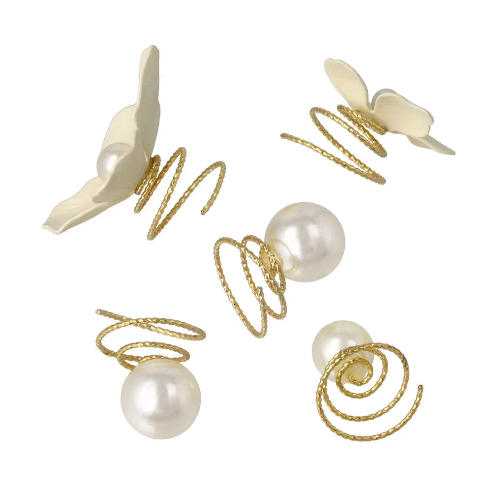 Flower and Pearl Twist Hairpin Set