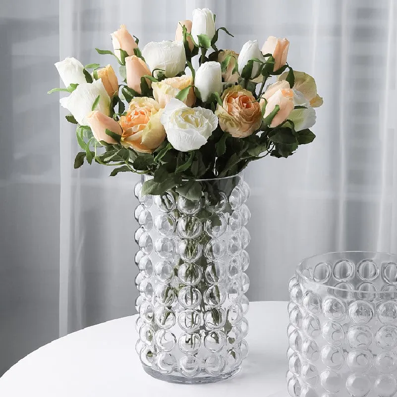 Hand-Blown Spotted Clear Glass Vase