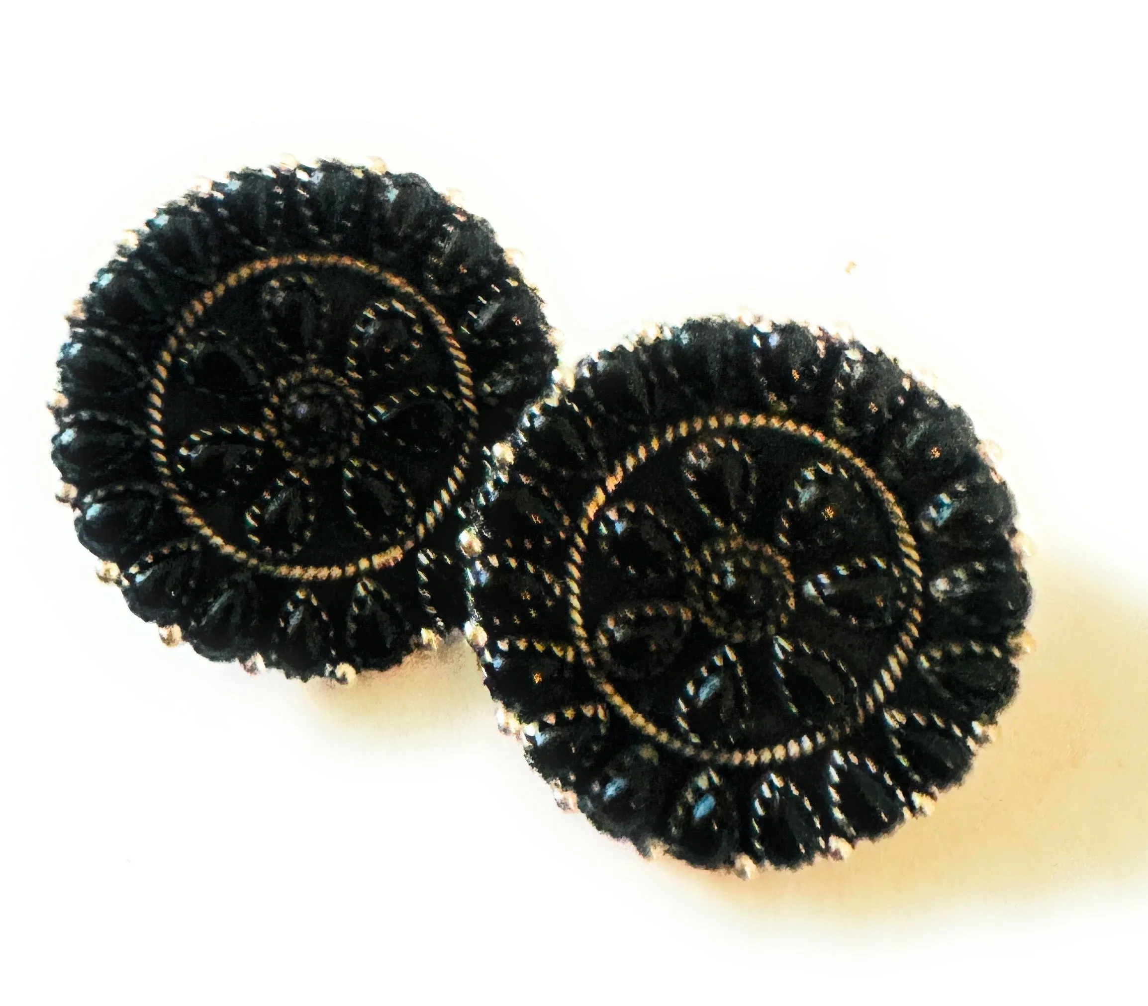 Handmade Onyx & Sterling Silver Cluster Post Earrings Signed Nizhoni