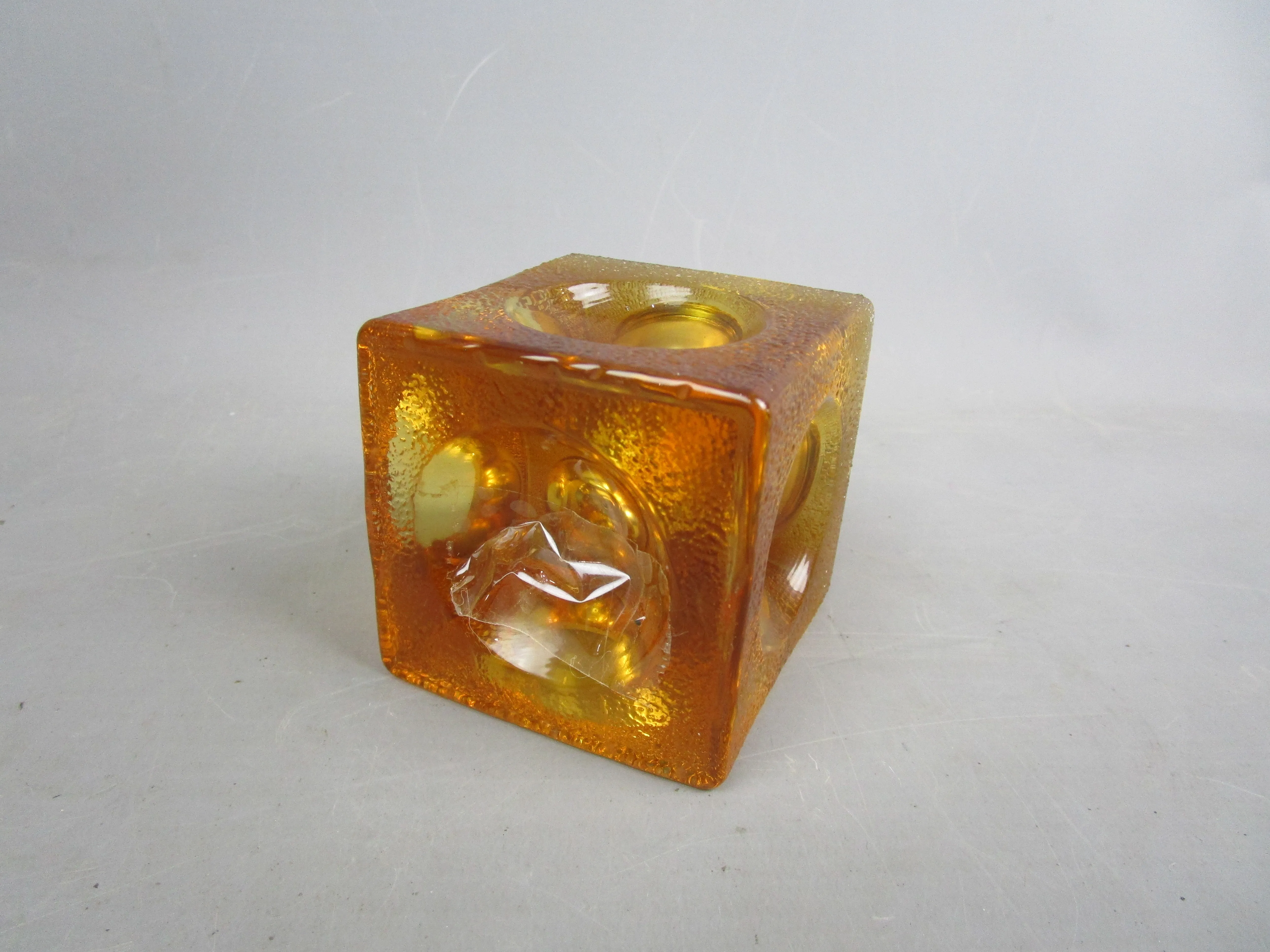 Japanese Amber Glass Retro Styled Table Lighter Vintage c1970