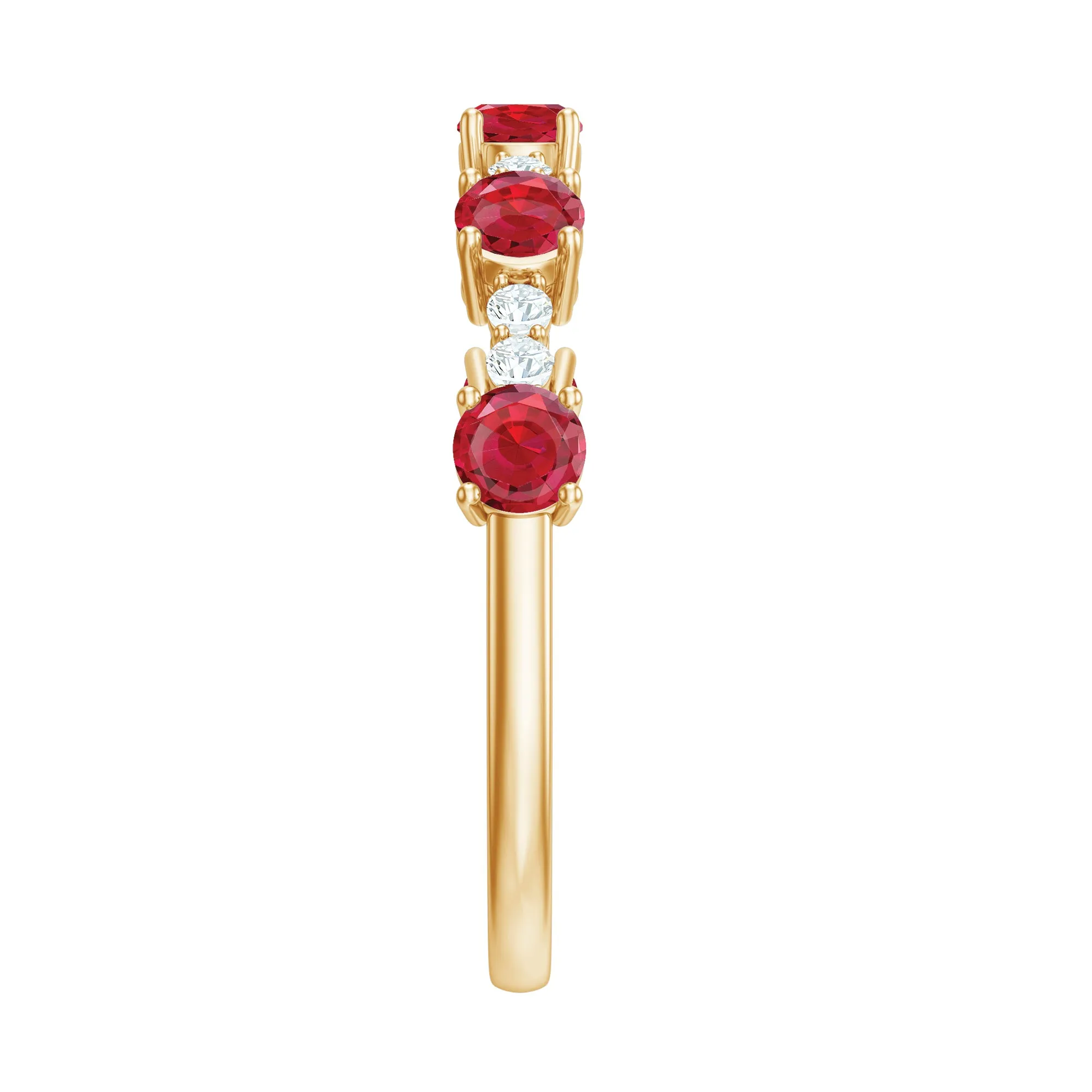 Lab Grown Ruby and Diamond Half Eternity Ring