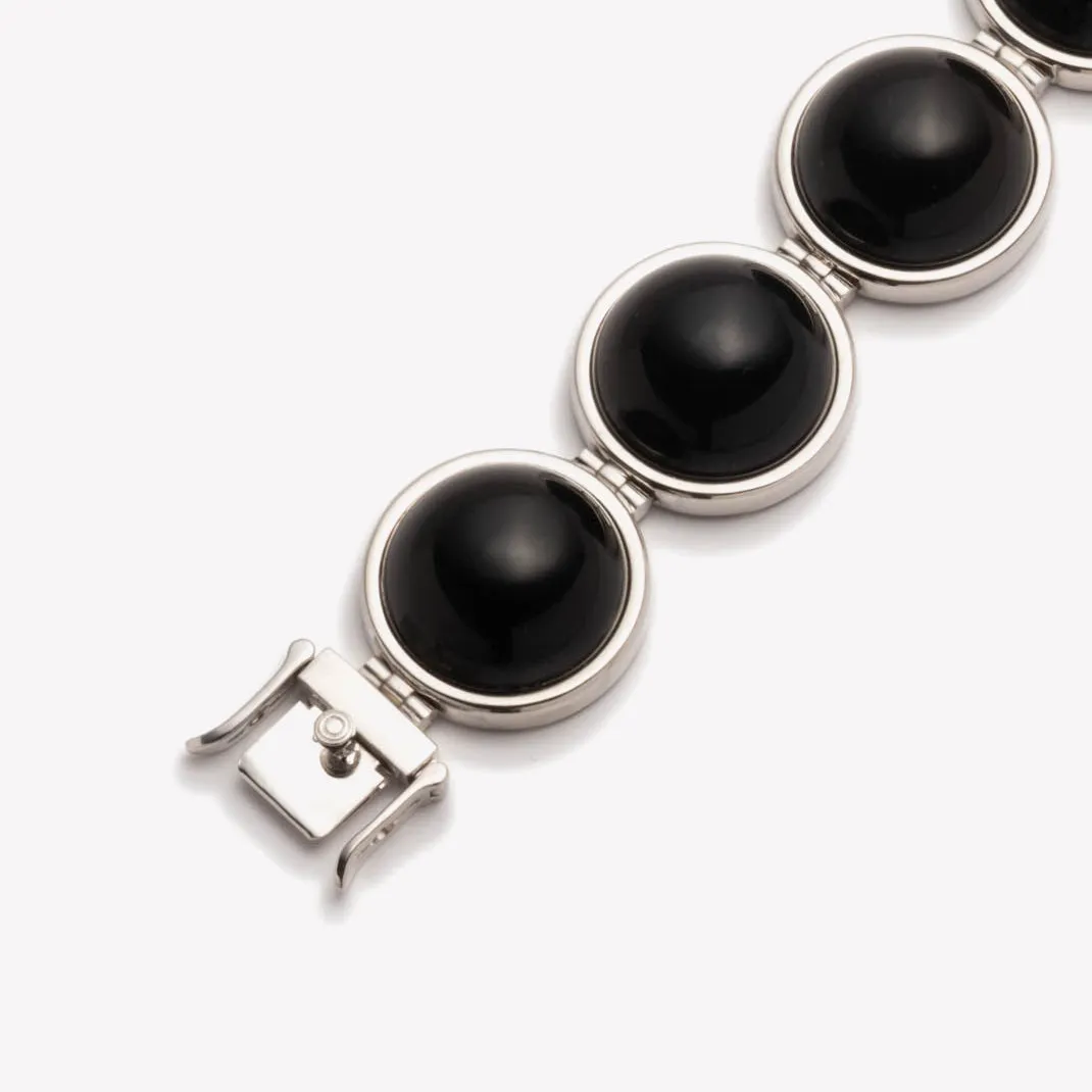 LARGE INLAID DOME BRACELET - ONYX