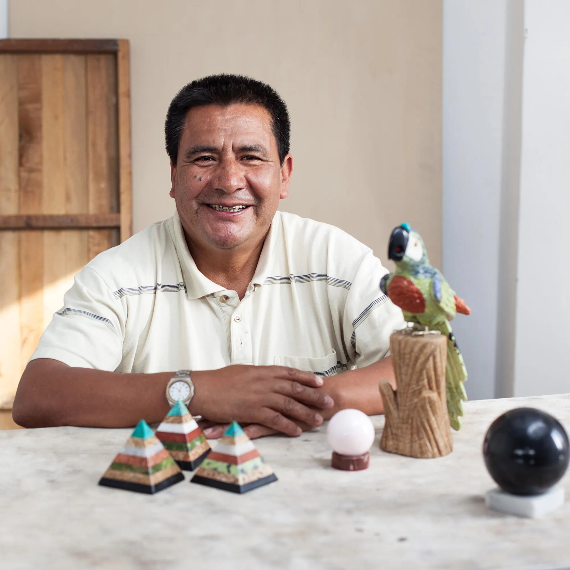 Layered Gemstone Pyramid Sculpture from Peru - Spirit Pyramid | NOVICA