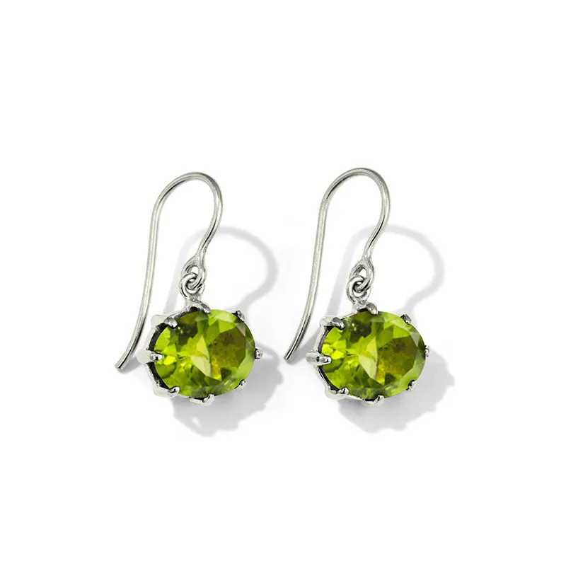 Marie Earring, Peridot, Silver