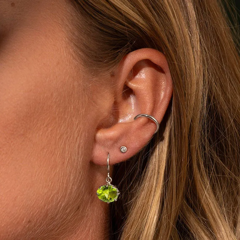 Marie Earring, Peridot, Silver