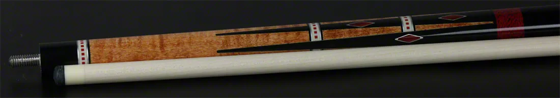 Meucci 21st Century 5 Natural - Red Bands - Black Wrap Pool Cue with Pro Shaft - 2105NATRBBKP