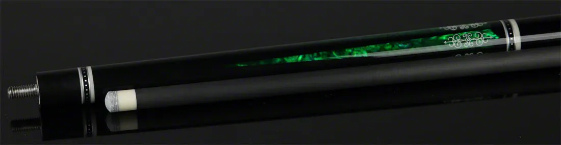 Meucci 21st Century Cue 3 Black - Green Pearl - Black Wrap Pool Cue with Carbon Shaft - 2103BKGRBKC