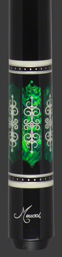 Meucci 21st Century Cue 3 Black - Green Pearl - Black Wrap Pool Cue with Carbon Shaft - 2103BKGRBKC