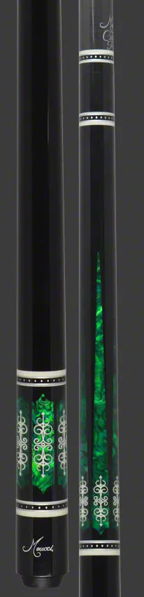 Meucci 21st Century Cue 3 Black - Green Pearl - Black Wrap Pool Cue with Carbon Shaft - 2103BKGRBKC