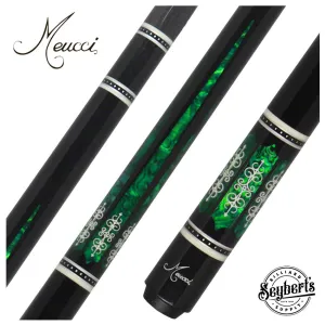 Meucci 21st Century Cue 3 Black - Green Pearl - Black Wrap Pool Cue with Carbon Shaft - 2103BKGRBKC