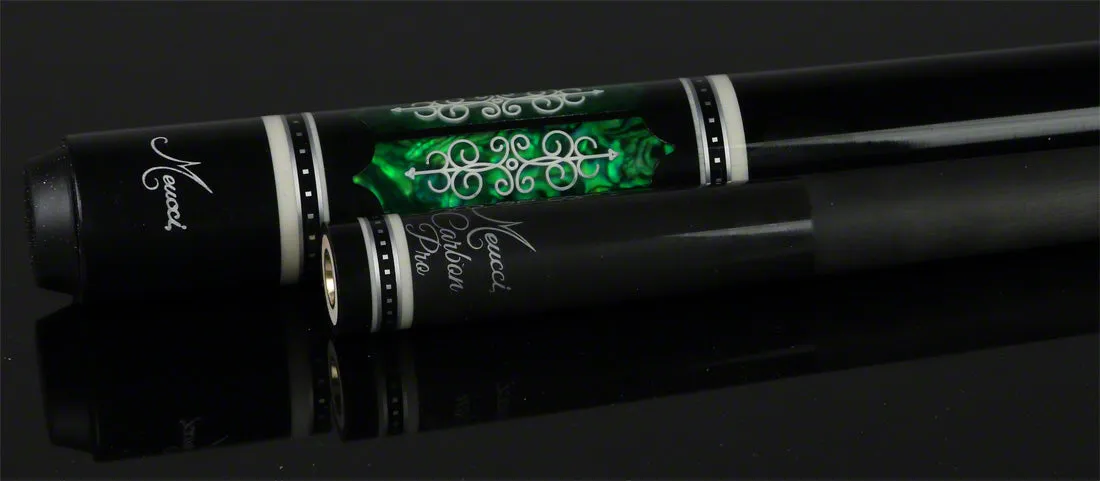 Meucci 21st Century Cue 3 Black - Green Pearl - Black Wrap Pool Cue with Carbon Shaft - 2103BKGRBKC