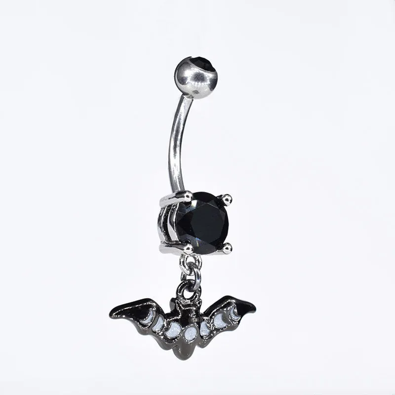 Navel Bar with Moon Phase Bat