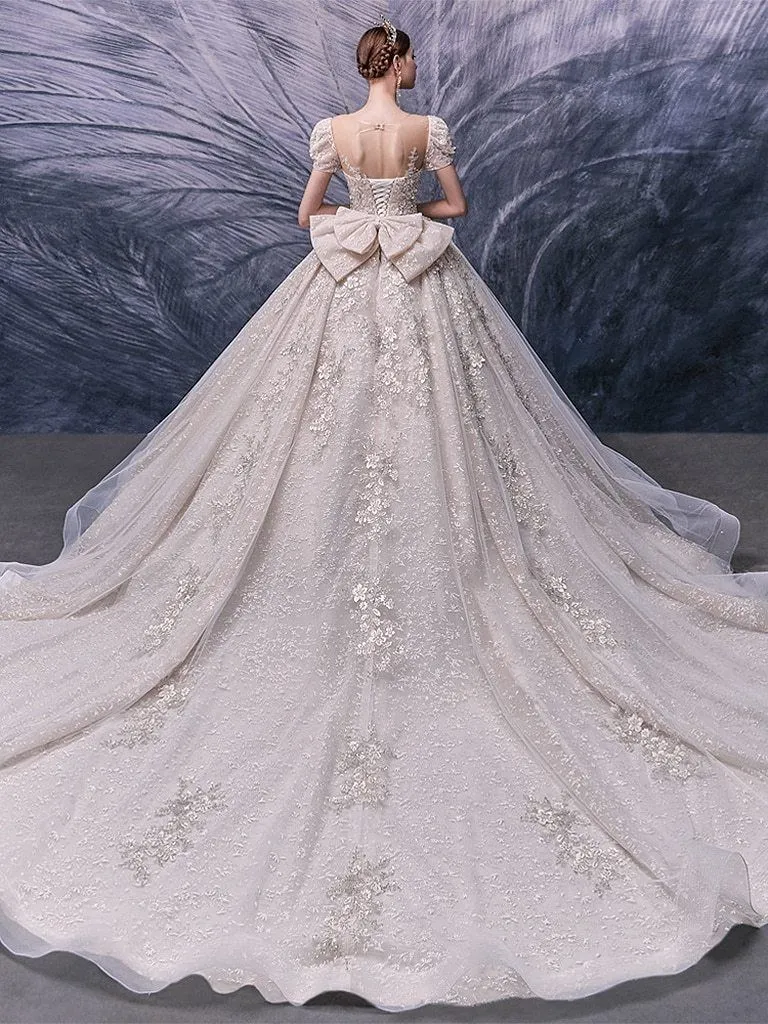 New Luxurious Wedding Dress with Beaded Crystals