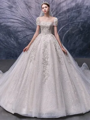 New Luxurious Wedding Dress with Beaded Crystals