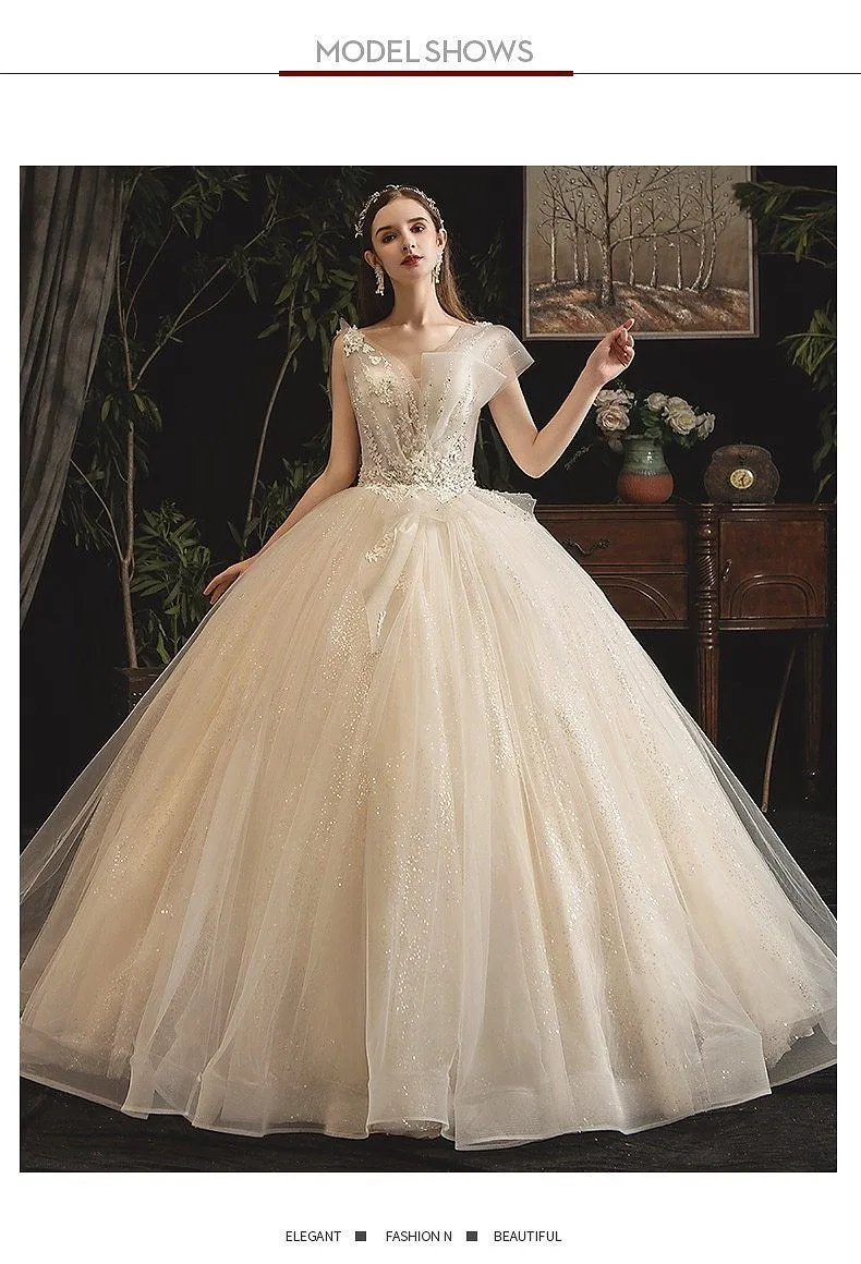 New Shiny Princess Wedding Dress with Luxurious Lace
