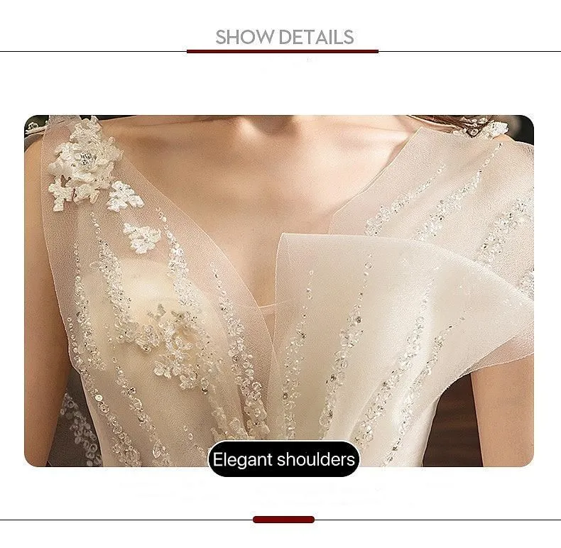 New Shiny Princess Wedding Dress with Luxurious Lace