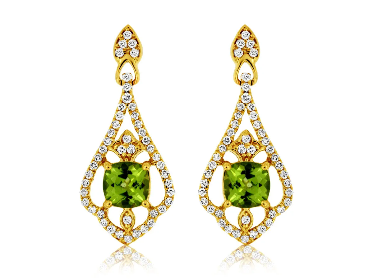 Peridot & Diamond Earrings
