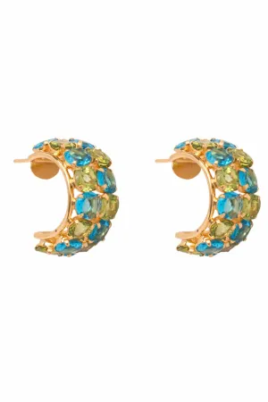 Peridot and Swiss Blue Quartz Hoop Earrings
