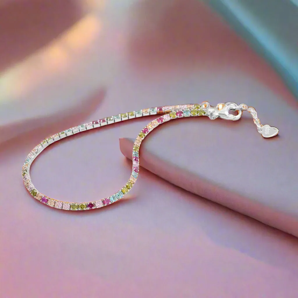 Rainbow | Inlaid Zircon Sterling Silver Bracelet