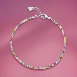 Rainbow | Inlaid Zircon Sterling Silver Bracelet