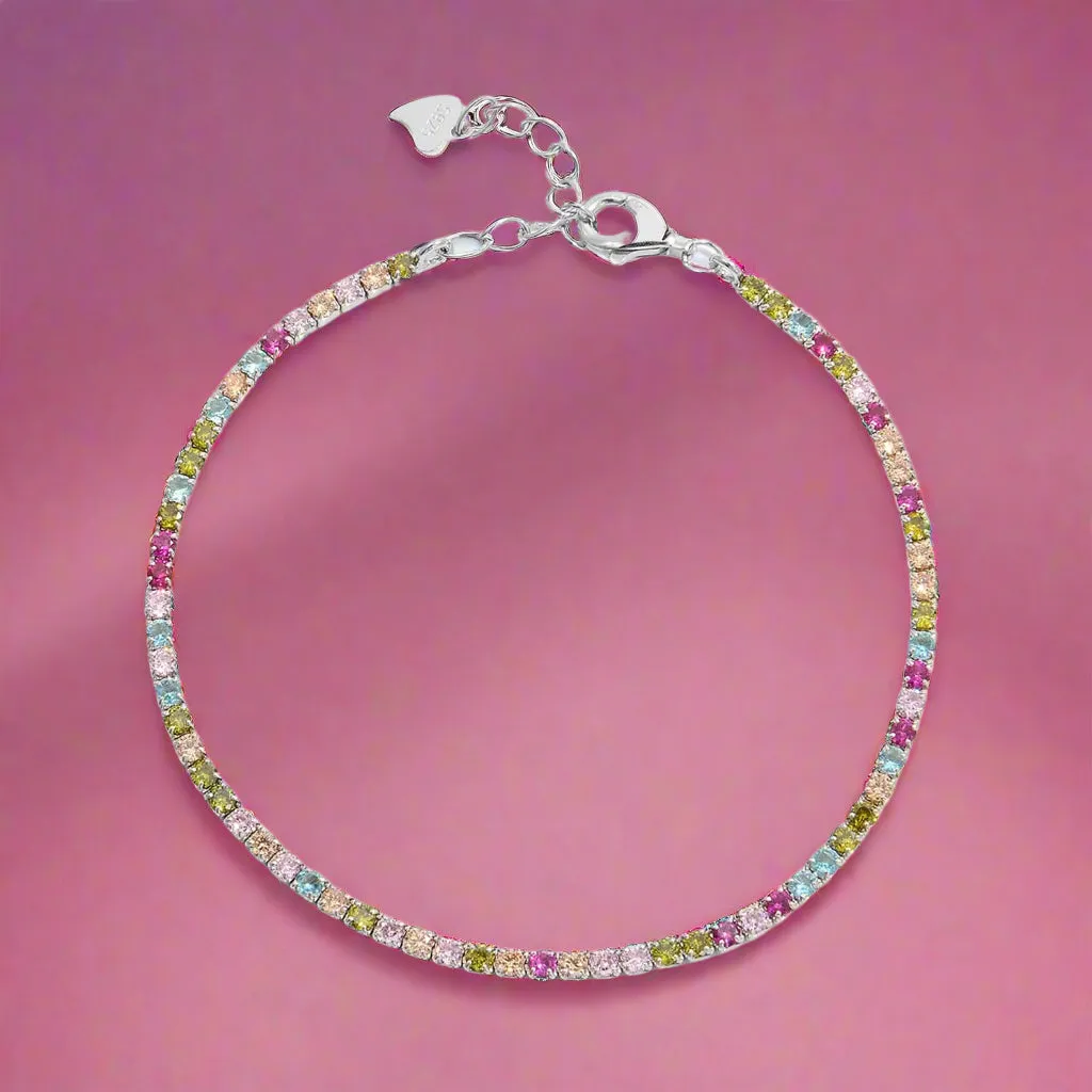 Rainbow | Inlaid Zircon Sterling Silver Bracelet
