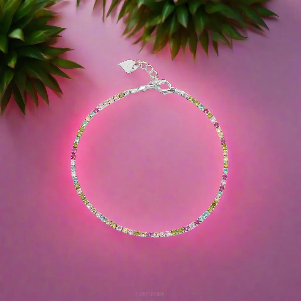Rainbow | Inlaid Zircon Sterling Silver Bracelet