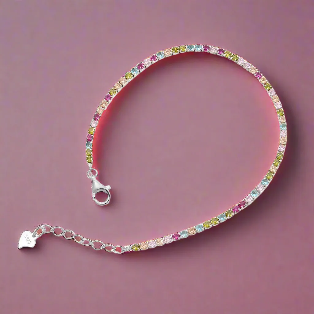 Rainbow | Inlaid Zircon Sterling Silver Bracelet