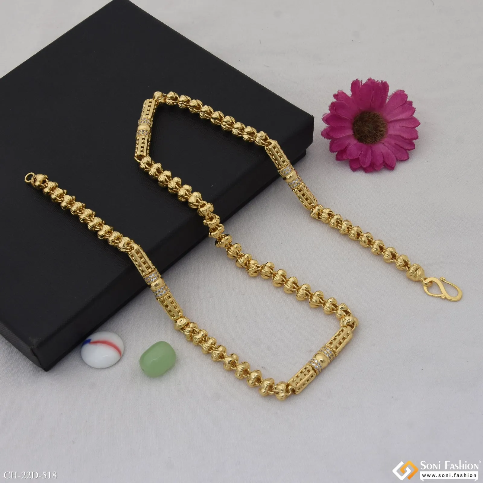 Rajwadi Popular Design Gold Plated Chain for Men - Style D518