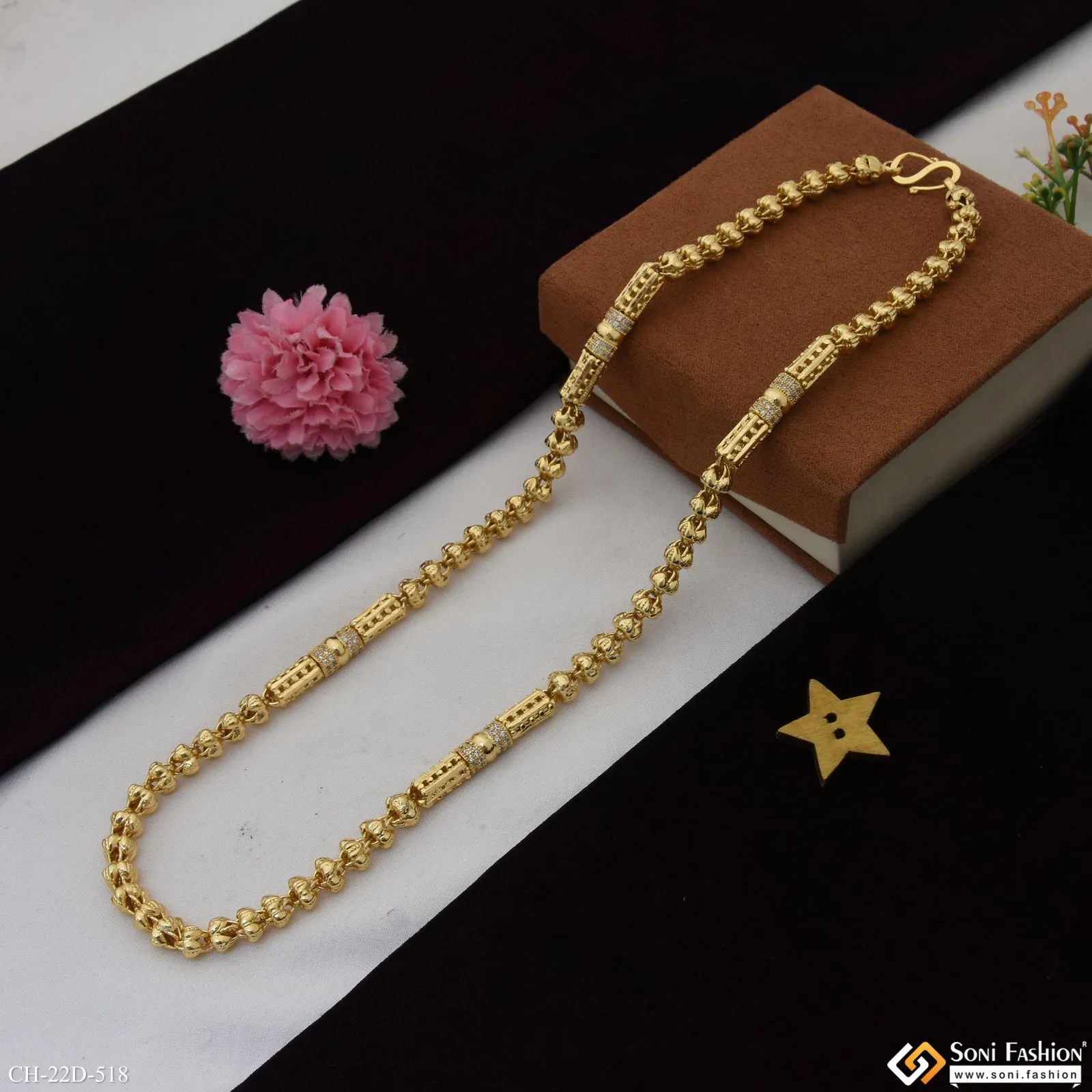 Rajwadi Popular Design Gold Plated Chain for Men - Style D518
