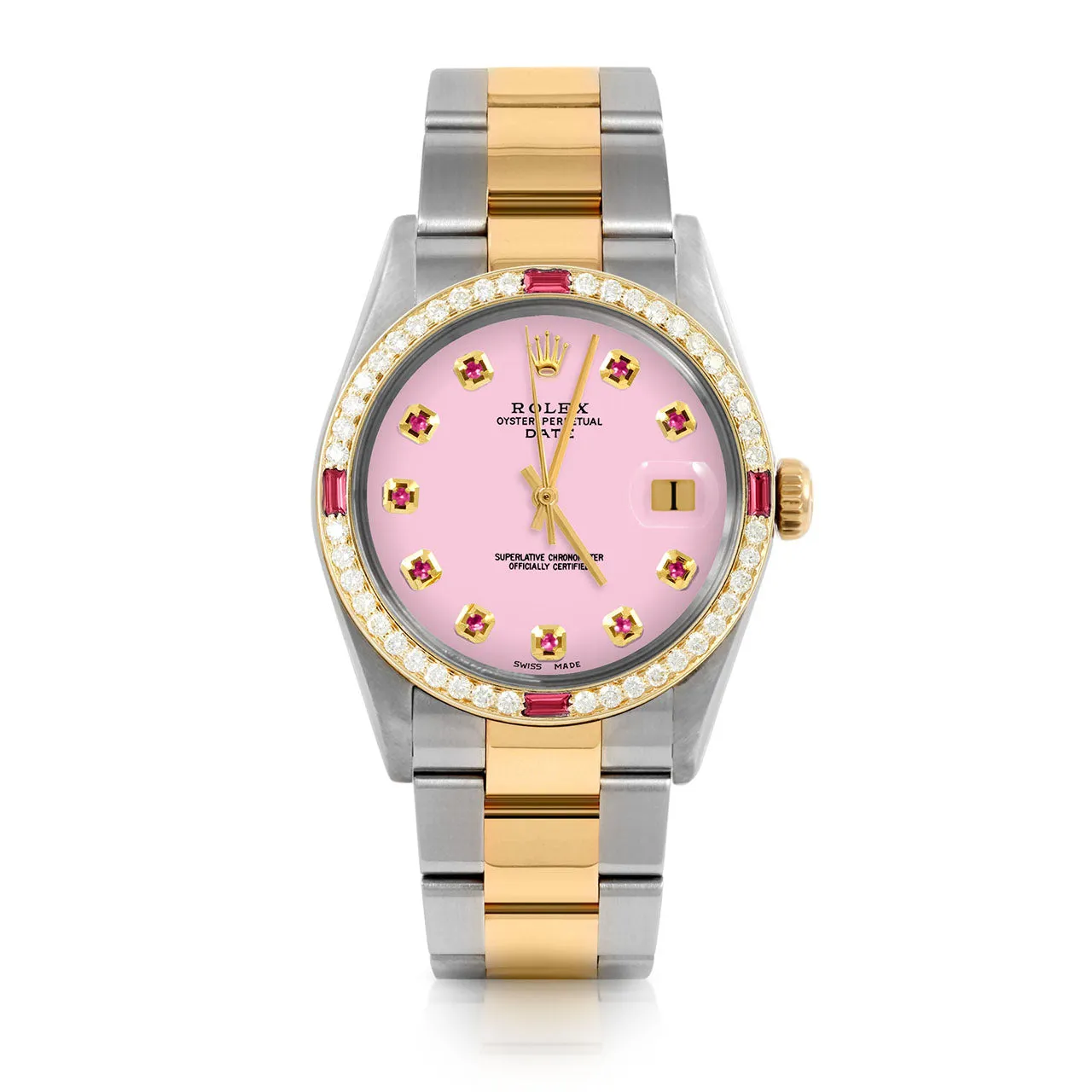 Rolex Date 34mm | 1500-TT-PNK-RBY-AM-4RBY-OYS