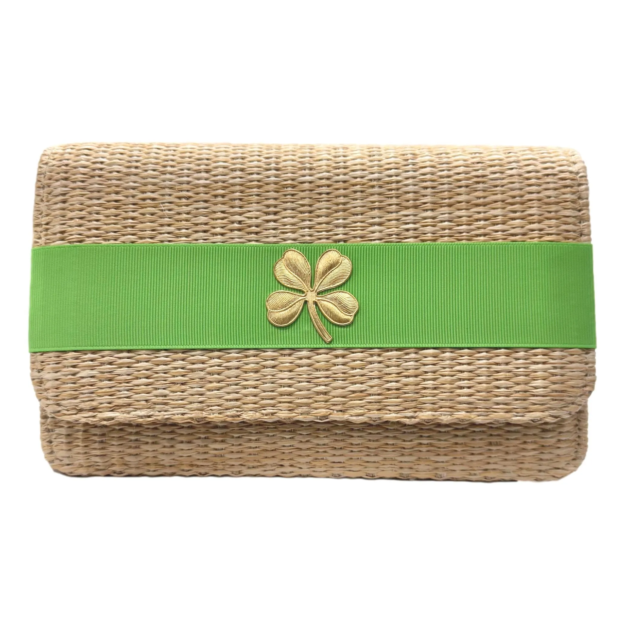 Ruby Shamrock Straw Clutch
