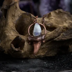 Shark Tooth pendant with Moonstone