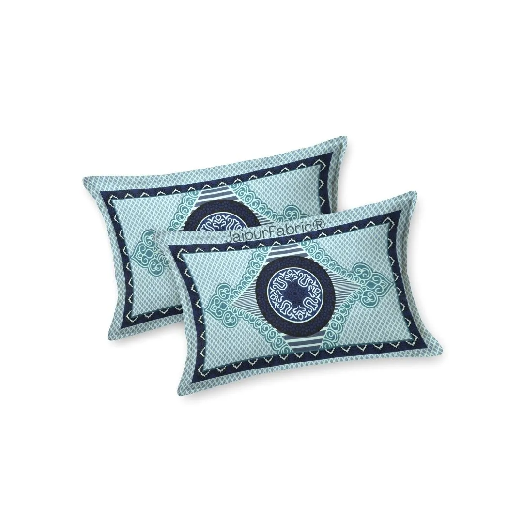 Shubh Labh Teal Elegance Luxurious Pure Cotton King Size Bedsheet