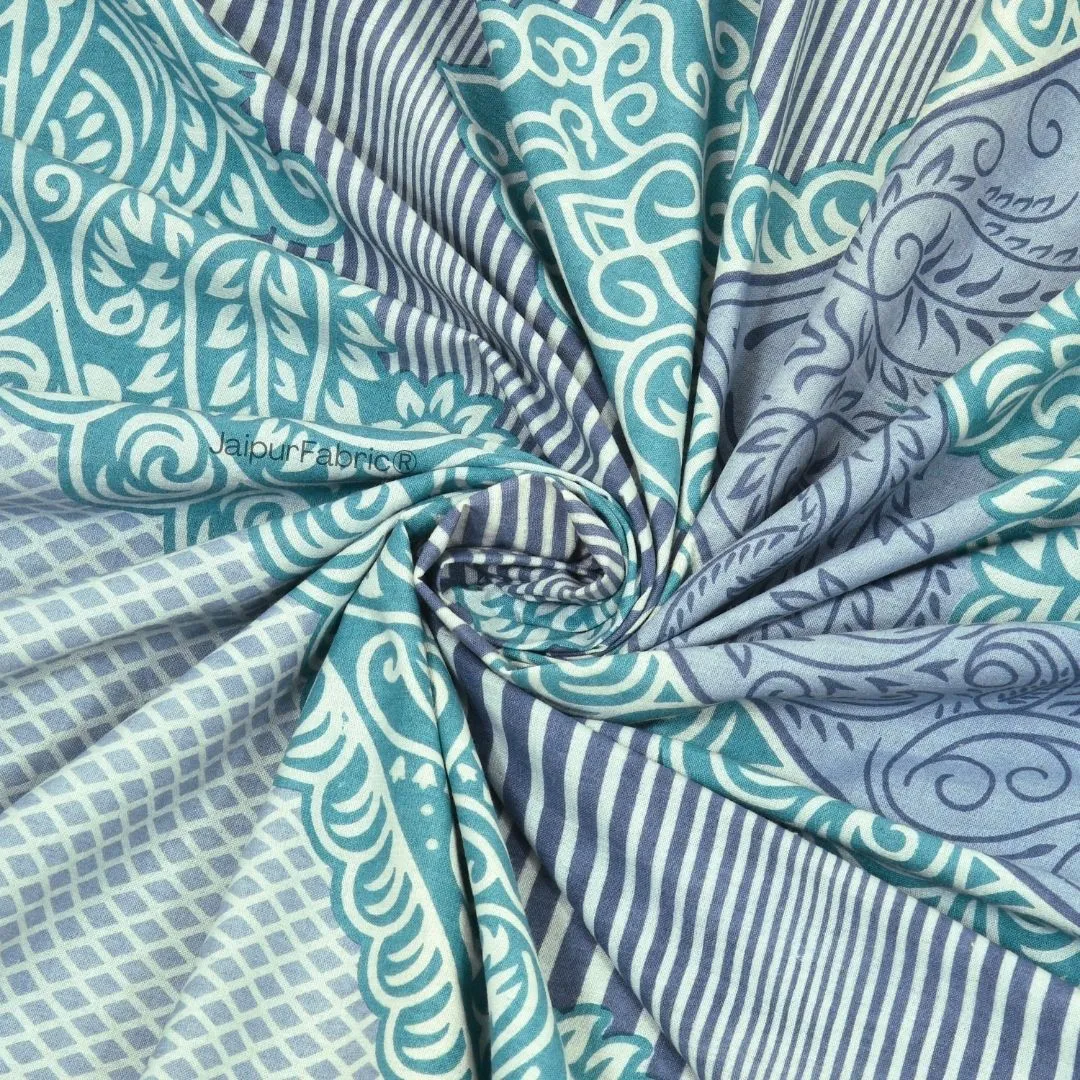 Shubh Labh Teal Elegance Luxurious Pure Cotton King Size Bedsheet