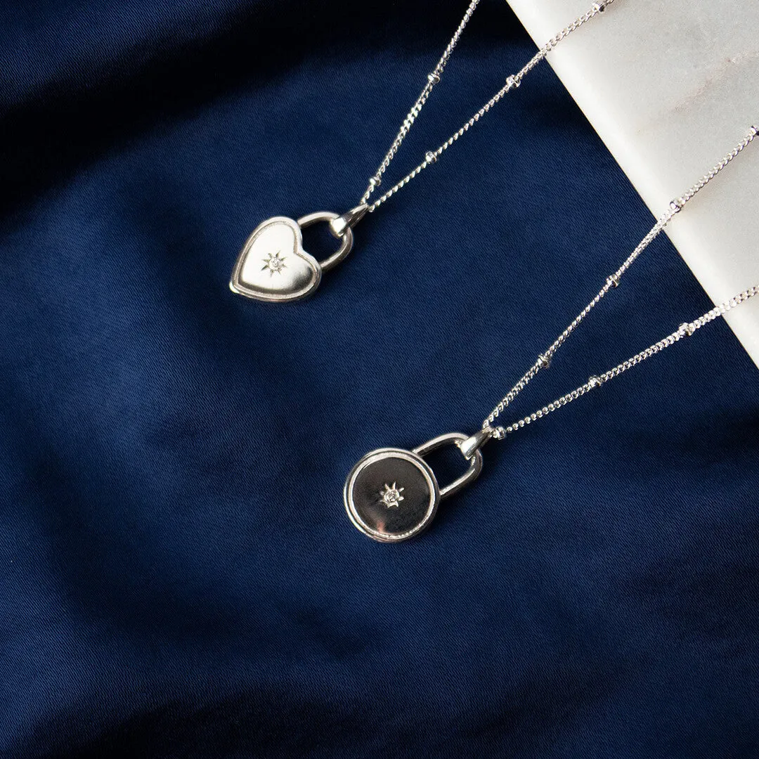 Silver Small Heart Diamond Necklace