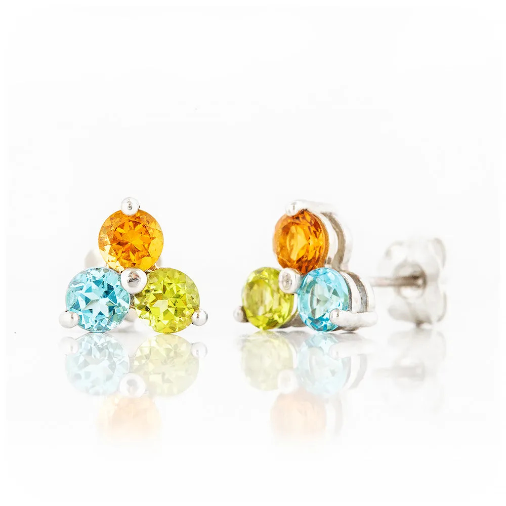 The Trilogy Topaz, Citrine and Peridot Stud Earrings