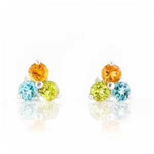 The Trilogy Topaz, Citrine and Peridot Stud Earrings
