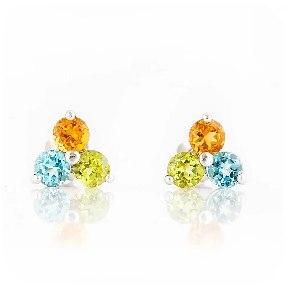 The Trilogy Topaz, Citrine and Peridot Stud Earrings