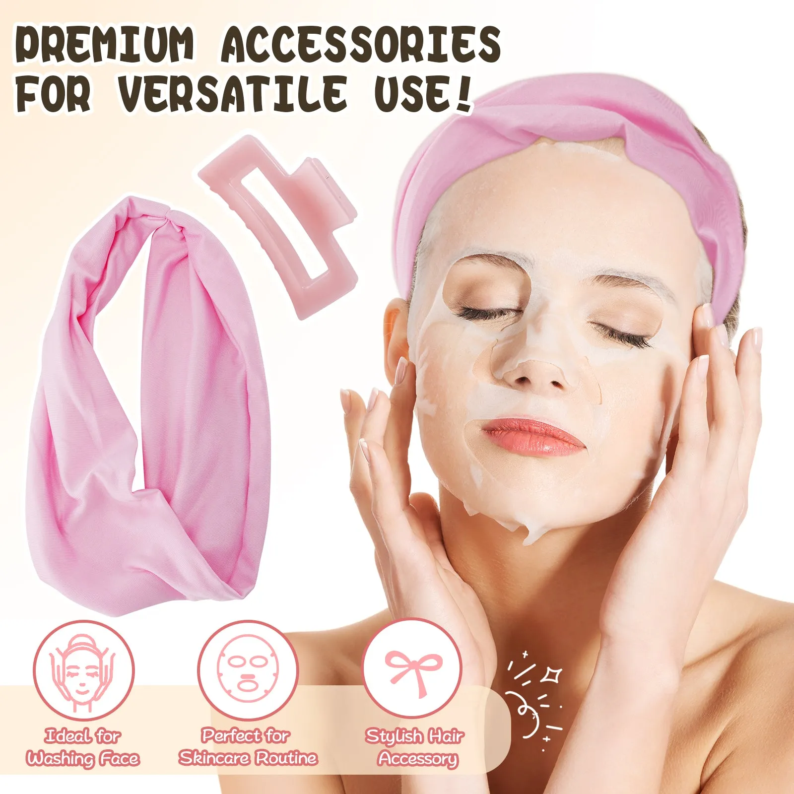 Tivlon 5 Pieces Velvet Fabric Heatless Curling Set-60in Extra Long Heatless Curlers for All Hair Types- Soft Material to Sleep in-Pink