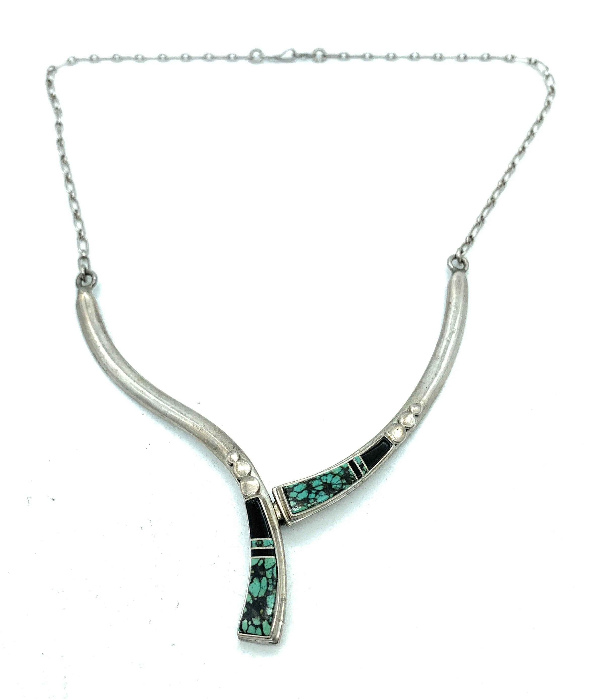 Vintage 1970's Zuni Sterling Silver & Multi Stone Inlay 3-piece Jewelry Set