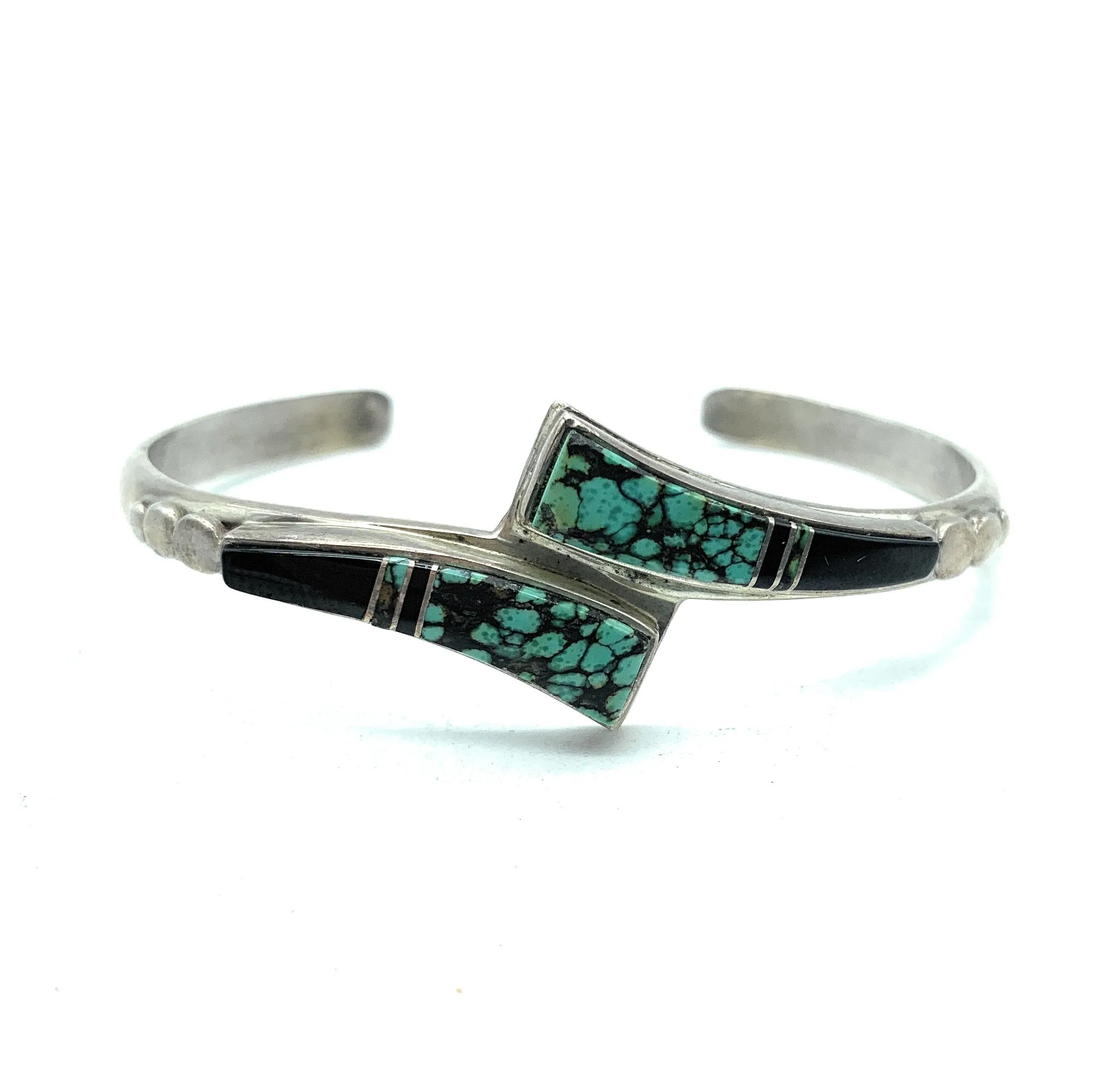Vintage 1970's Zuni Sterling Silver & Multi Stone Inlay 3-piece Jewelry Set