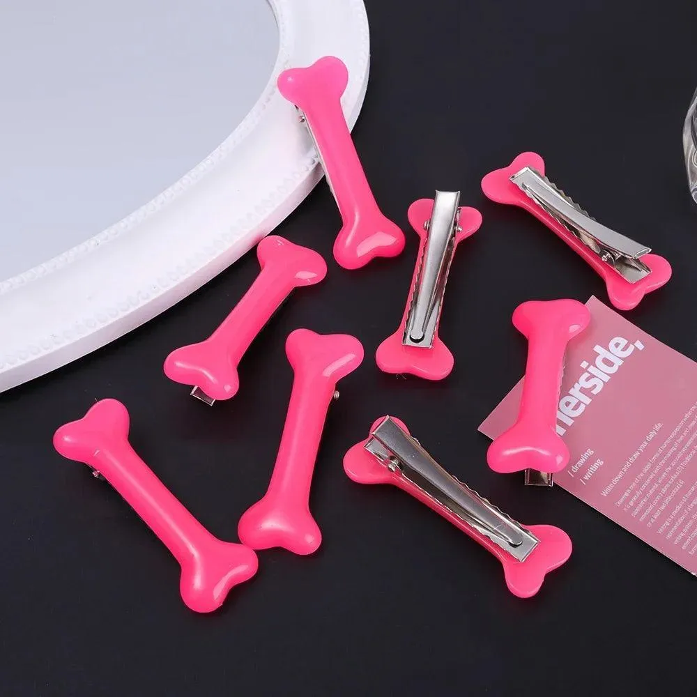 Vivid Dog Bone Hair Clips: Elegant White Hair Accessories for Stylish Women